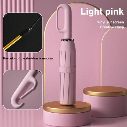 Automatic Folding Umbrella, Portable Windproof Waterproof Umbrella with Loop Buckle for Men & Women, 1 Unit / 60pcs Bulk Option