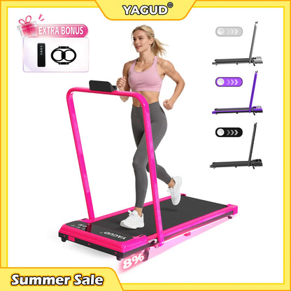 YAGUD Foldable Treadmill with Adjustable Handrail & Incline, Low-Noise Walking Pad, 265lbs Max Weight, Remote Control & Transport Wheels, Dual Shock Absorption, Compact Home Gym Equipment
