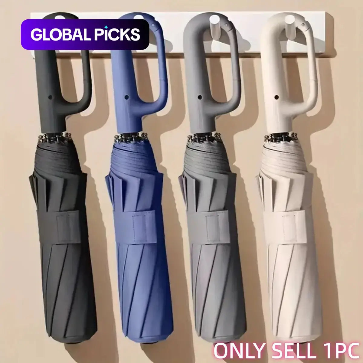 Automatic Folding Umbrella, Portable Windproof Waterproof Umbrella with Loop Buckle for Men & Women, 1 Unit / 60pcs Bulk Option