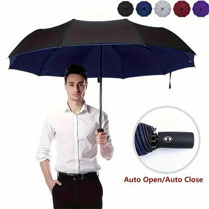 Automatic Folding Umbrella, Portable Windproof Waterproof Umbrella with Loop Buckle for Men & Women, 1 Unit / 60pcs Bulk Option