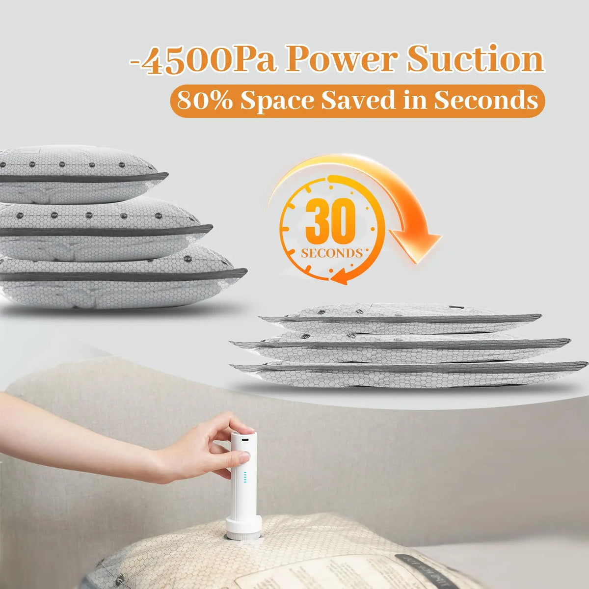 2026 Upgraded Travel Vacuum Compression Bags, 15‑Pack Carry‑On Size with Rechargeable Cordless Air Pump | Save Luggage Space, No Manual Pump Needed for Suitcase & Travel Packing
