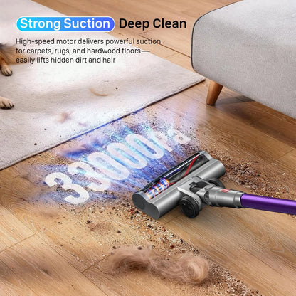 CUZMOK Cordless Vacuum Cleaner | 180W Brushless Motor, Self-Stick Vacuum with Anti-Tangle Brush & LED Light, Detachable for Home, Pet Hair & Car