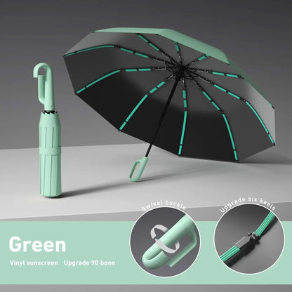 Automatic Folding Umbrella, Portable Windproof Waterproof Umbrella with Loop Buckle for Men & Women, 1 Unit / 60pcs Bulk Option