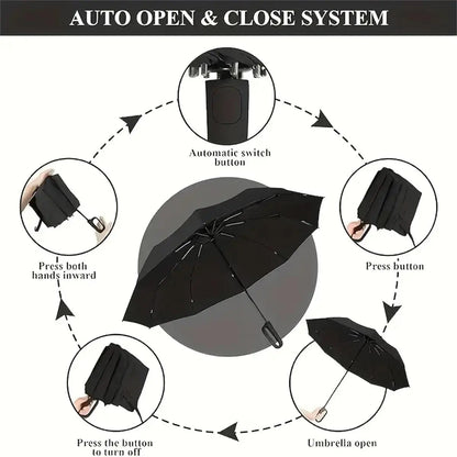 Automatic Folding Umbrella, Portable Windproof Waterproof Umbrella with Loop Buckle for Men & Women, 1 Unit / 60pcs Bulk Option