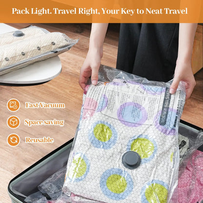 2026 Upgraded Travel Vacuum Compression Bags, 15‑Pack Carry‑On Size with Rechargeable Cordless Air Pump | Save Luggage Space, No Manual Pump Needed for Suitcase & Travel Packing